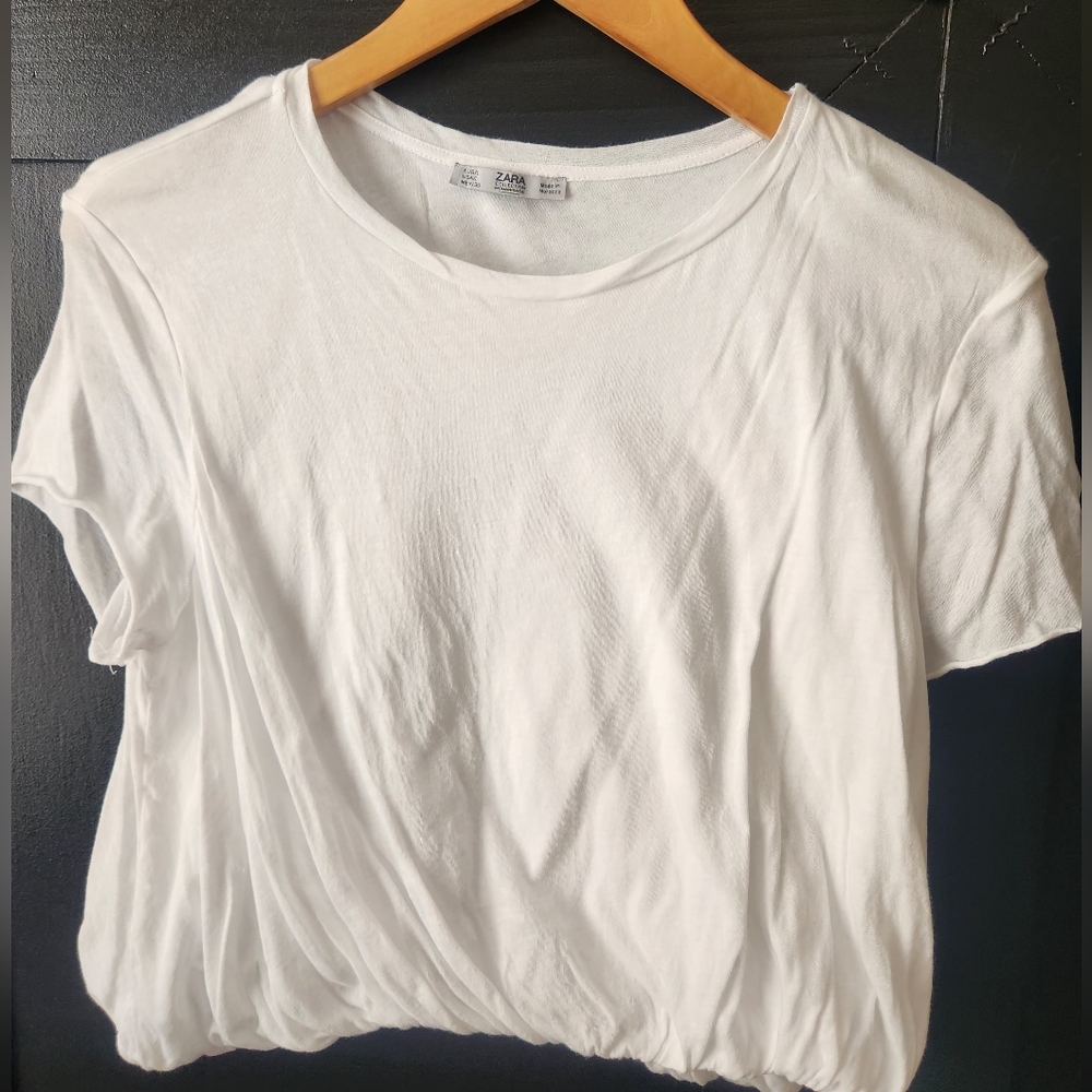 Women's White Zara Cropped T-Shirt~size L